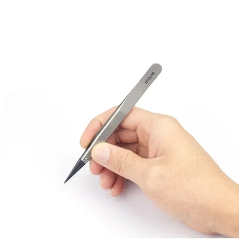 Watch Tweezers For Watch Hands Installation Work Straight Elbow ESD-259 ESD-259A ESD-7A Handle Stainless Antistatic Plastic 1PC