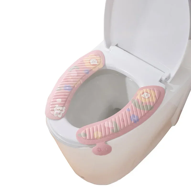 Waterproof Cushion Toilet Sticker, Household Cartoon Washable Toilet Mat Sticker, Summer and Four Seasons Decoration