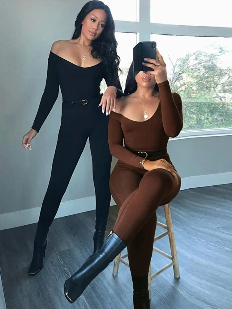 2024 Women's Rompers Long Sleeve Solid Skinny Bodycon Jumpsuits Fashion Sports Fitness Casual Activity Streetwear Overalls