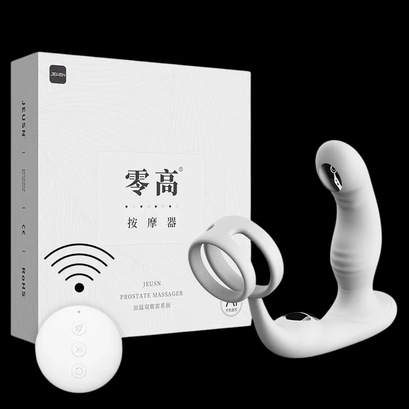 앱 원격 제어 전립선 마사지기, 펄스 전기 충격 가열 진동, 남성용 지연 사정 링, 성인용품
