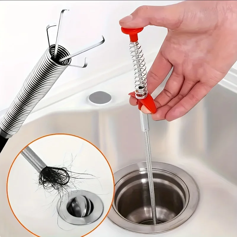Toilet Unclogging Tool - Home Toilet Drain Cleaner with 4 Claws, Flexible Handheld Sewer Grabber for Removing Debris