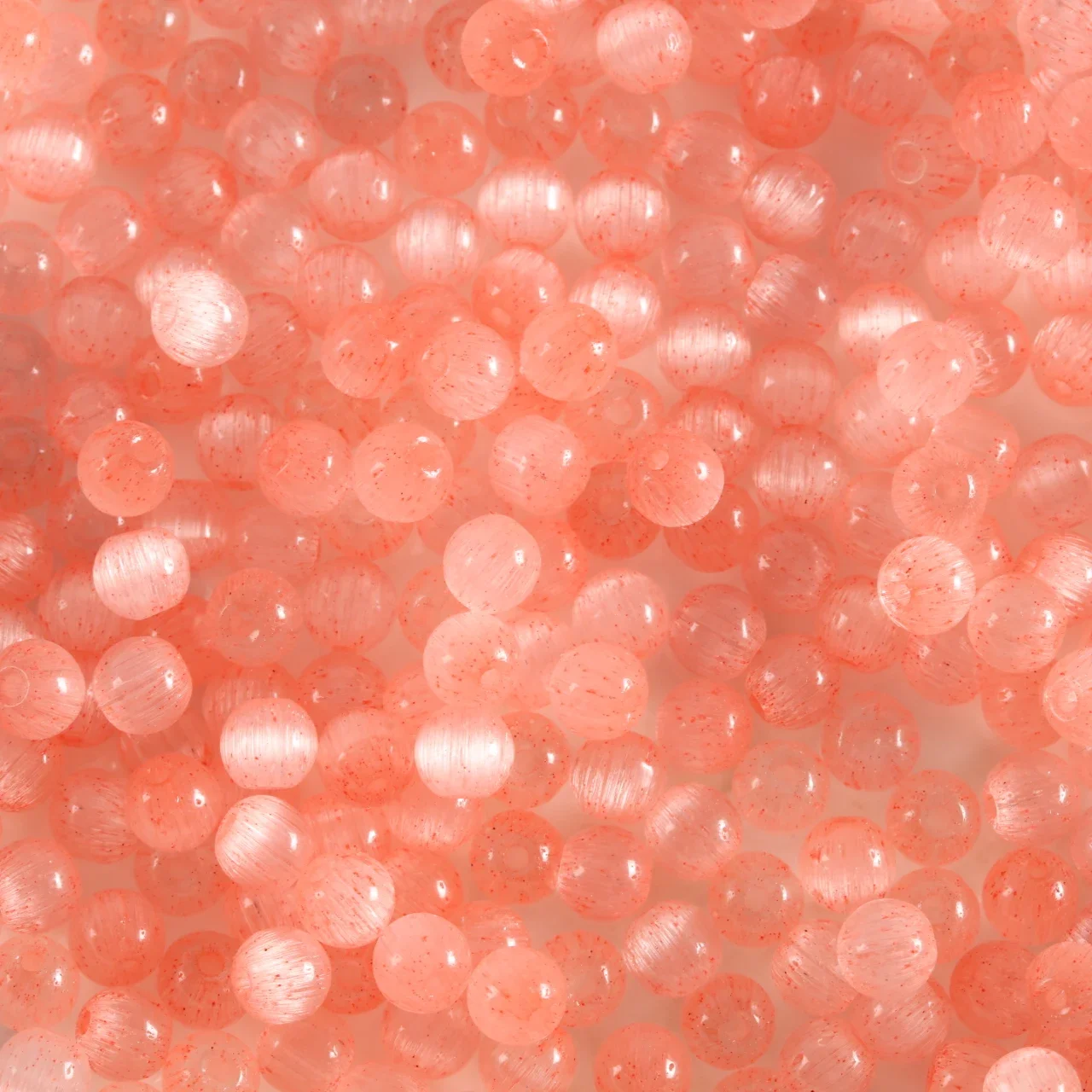 Vibrant Orange Cat Eye Glass Beads