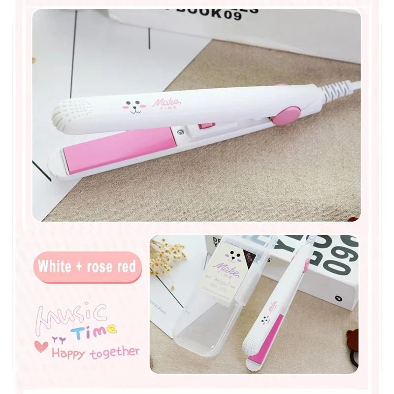 Hair Straightener Ceramic Travel Macaron Mini Curling Bar Straight Roll 2 In 1 Splint Perm Cartoon Portable Electric Curling 6