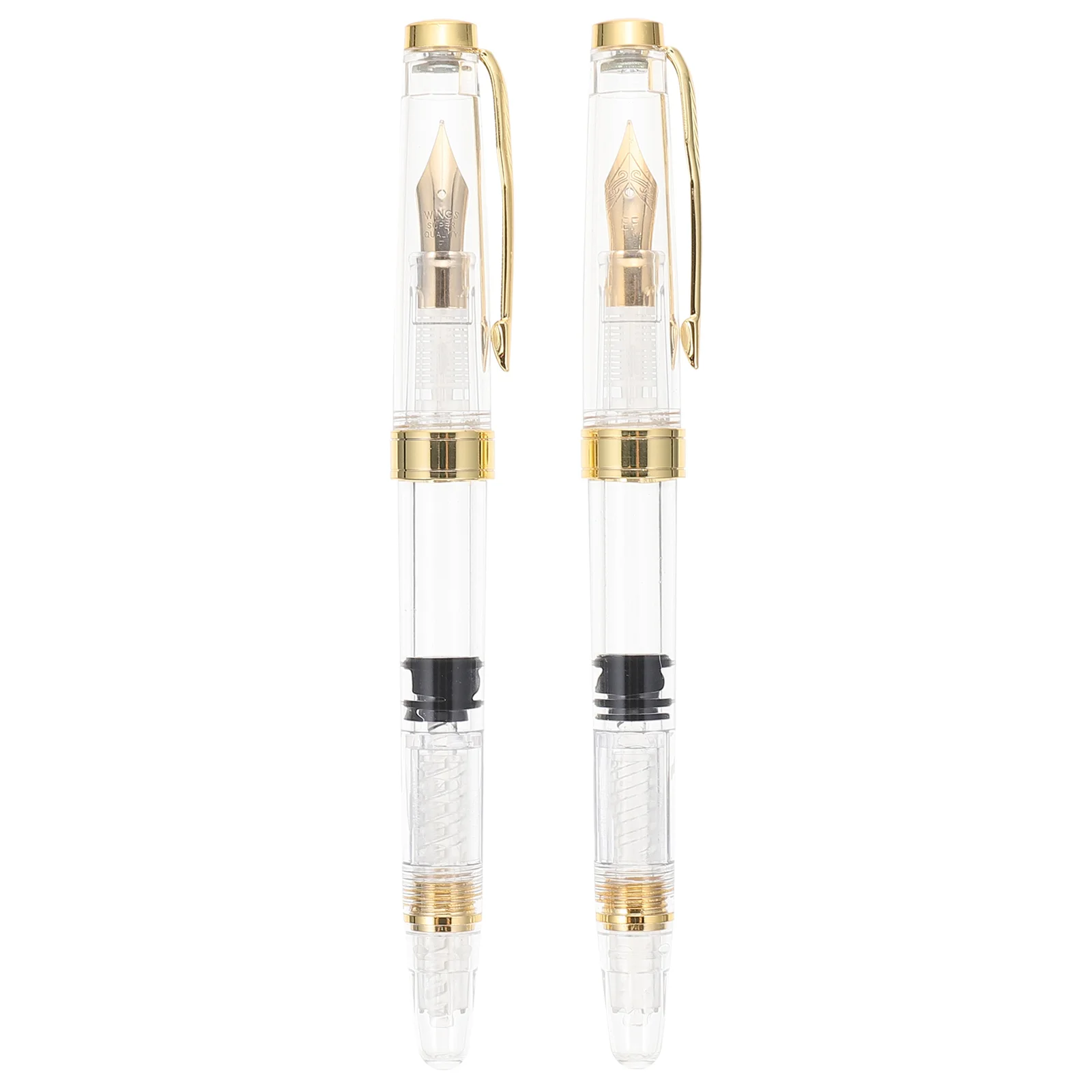 

2 Pcs Luxury Pens Fountain Pens Students Refill Ink Transparent Wear-resistant Calligraphy Piston