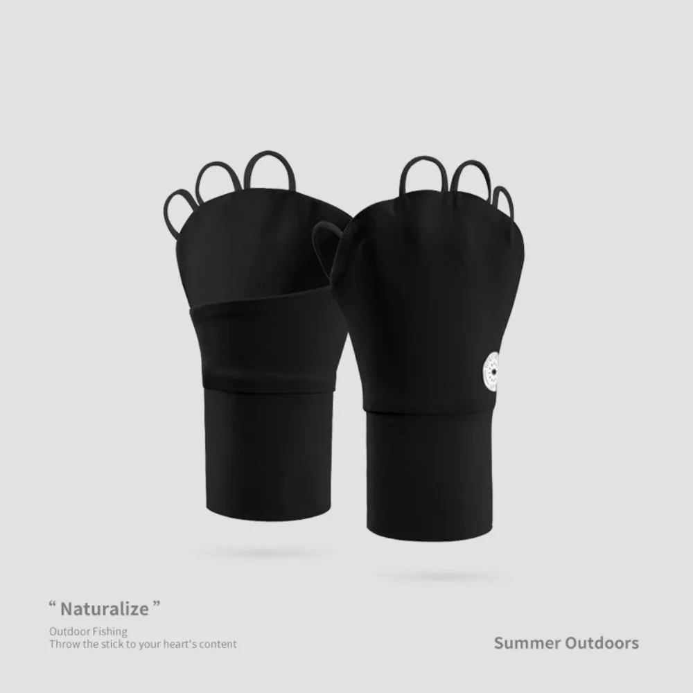 Cycling Gloves Fishing Gloves Touch Screen Ice Silk Fishing Gloves Anti-uv Highly Elastic Armguard Breathable Palm Hollowed Riding Driving Gloves