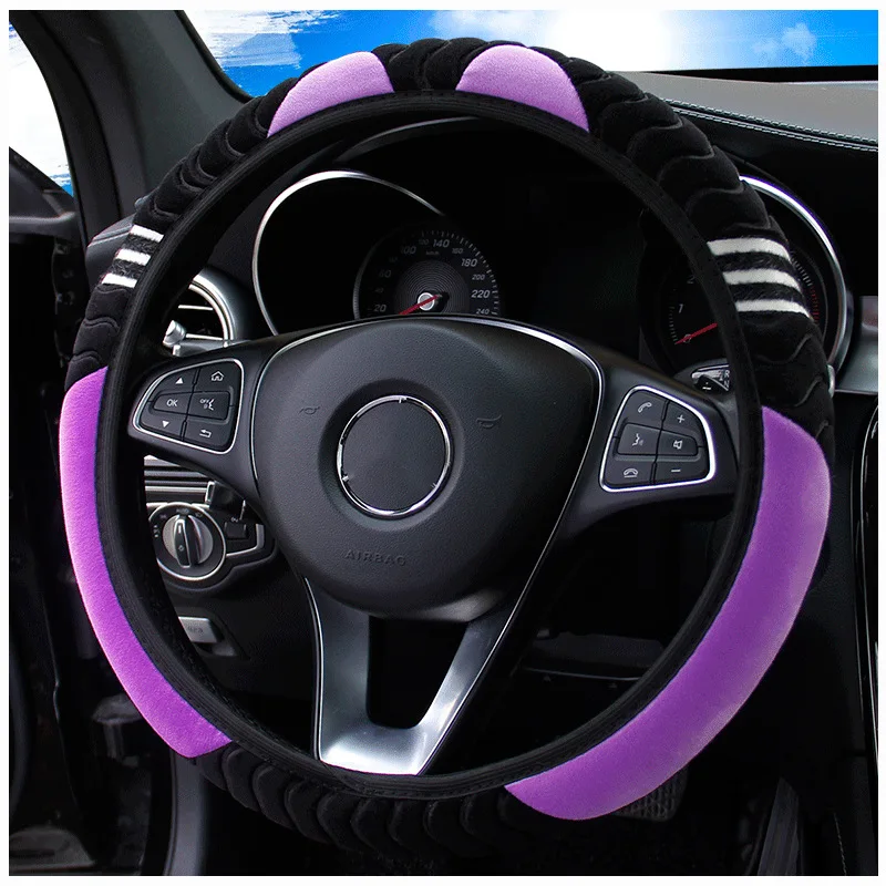 15 Car Steering Wheel Cover Plush Monster Elastic Warm Anti-slip