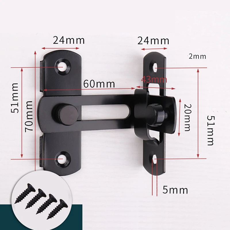 ステンレススチールチェーンロックラッチラッチオールドファッションドアホームウェアスライディングドアセキュリティバックルロック スライドドアロック、盗難防止チェーンとスプリング付きスライドゲートラッチ、表面実装