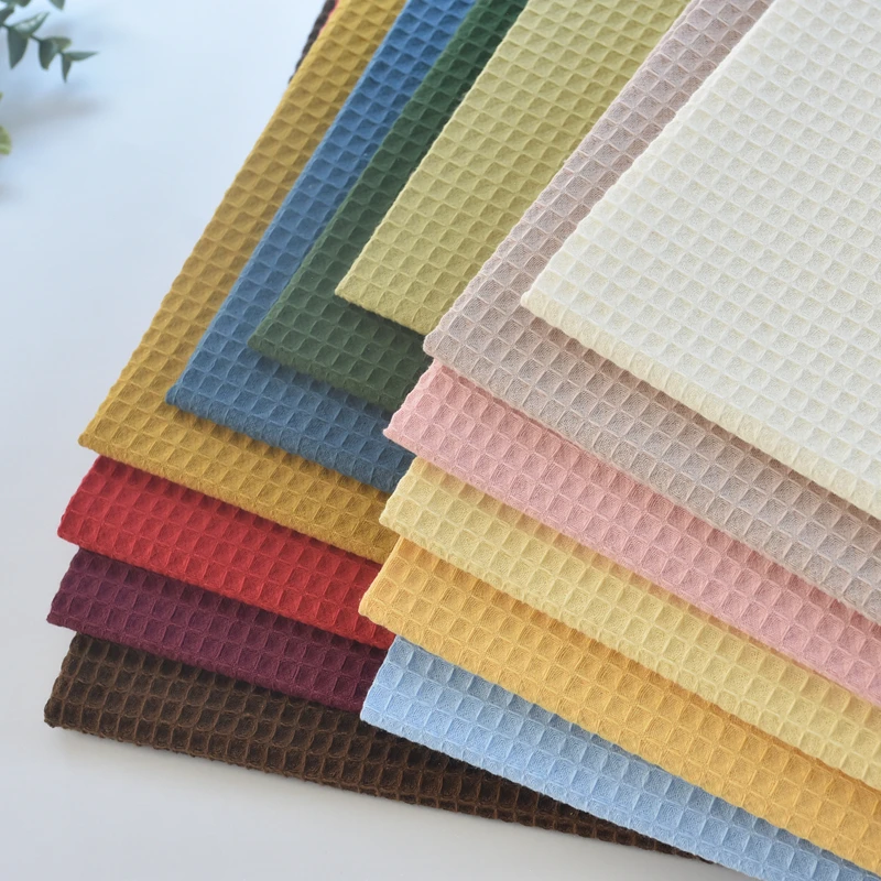 Export To Japan 20 Colours In Stock Fabrics Wholesale Organic Cotton Fabric Yarn Dyed Waffle Fabric