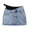a Letter Luxury Brand Design Fake Two Pieces Denim Short  Mini Skirt For Women Sexy Fashion Y2k Wang Minifalda Dress Clothes 1