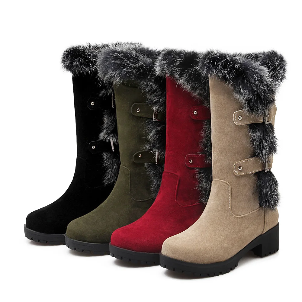 

2019 Newest Women Boots Autumn Flock Winter Ladies Fashion Snow Boots Shoes Thigh High Suede Mid-Calf Boots Snow Boots Women