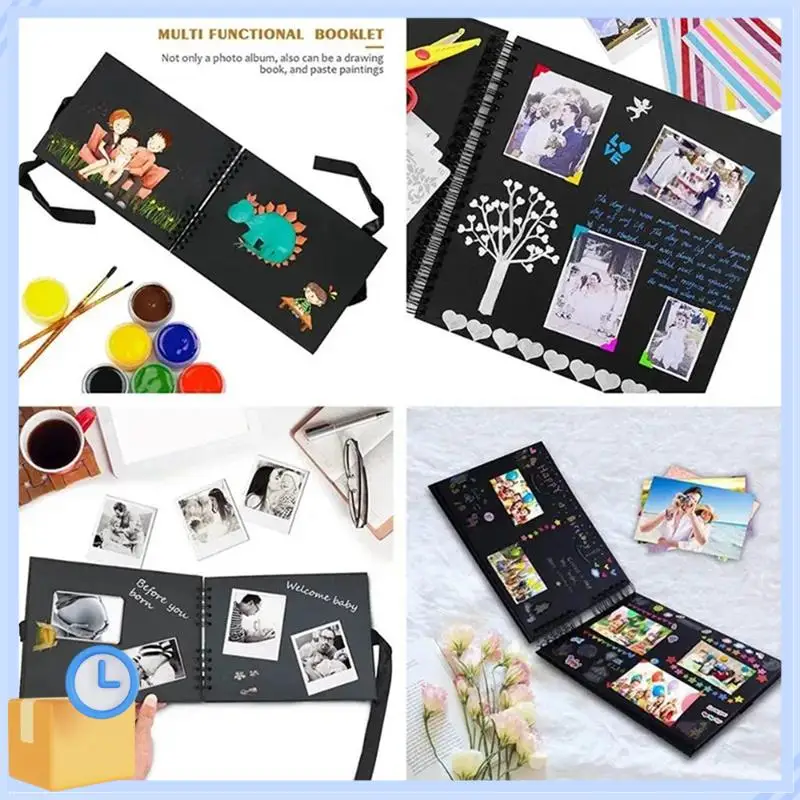 인기 사진 앨범 80 블랙 페이지 메모리 도서 A4 공예 종이 DIY Scrapbooking 그림 생일 어린이 선물