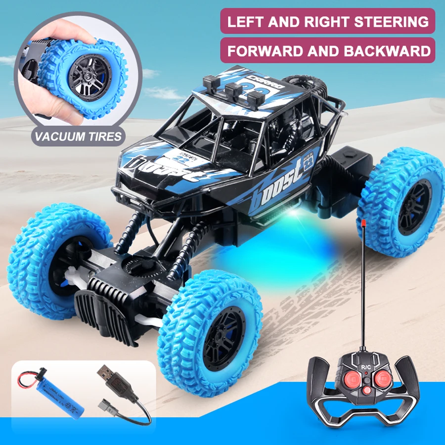 Remote control car with colorful flashing lights, rubber wheels, off-road toy car suitable for Christmas children's gifts 2