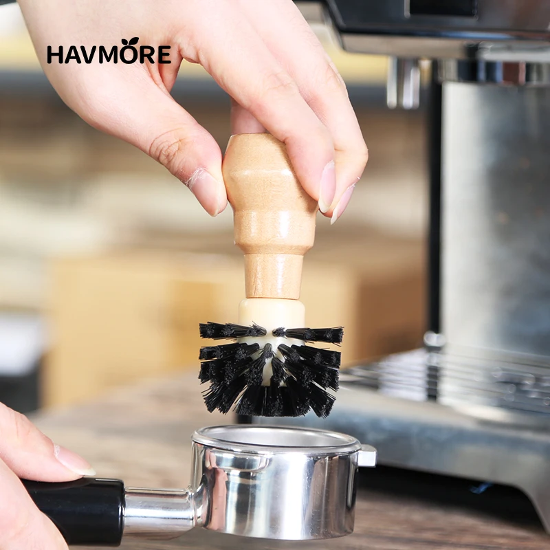 فرشاة تنظيف قهوة خشبية فاخرة