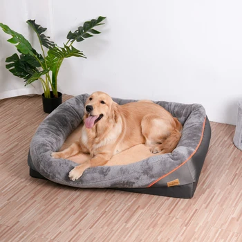 L XL 2XL 3XL Dog Bed Super Soft Orthopedic Foam Pet Bed Sleeping Mat with Cotton-padded Bolster and Removable Cover 2