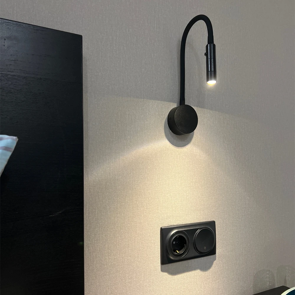 Tokili Adjustable Gooseneck Book Lamp Bed W Switch Indoor Wall Mounted Night Sconces Indirect Lighting Decor 3W LED AC100-240V