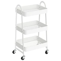 SONGMICS 3-Tier Rolling Cart, Metal Storage Cart, Kitchen Storage Trolley with 2 Brakes and Handles, Utility Cart, Easy Assembly 1