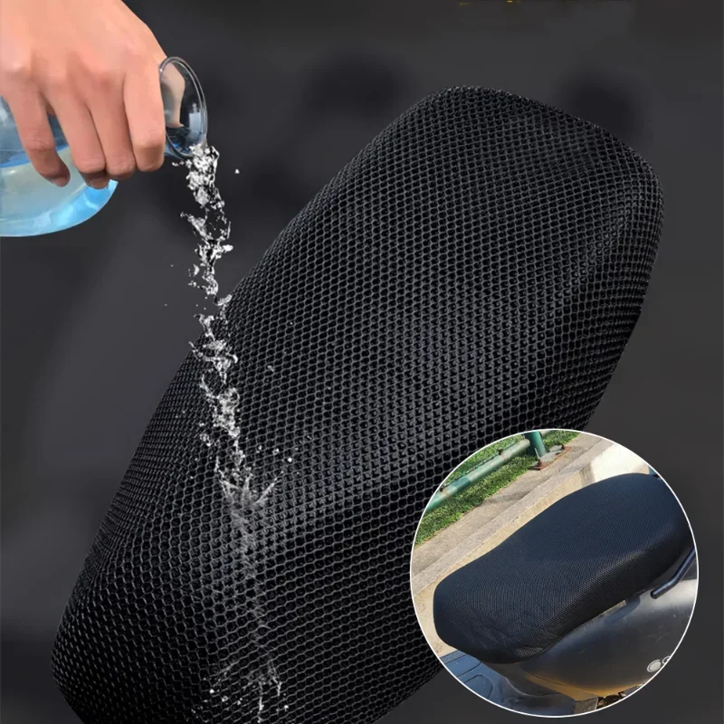 Motorcycle Seat Cover Anti-Slip 3D Mesh Fabric Breathable Waterproof Motorbike Scooter Cushion Net Cover Moto Accessories
