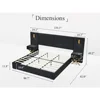 Luxury Bed Frame with Built-in Gold LED Lights and Nightstands,Platform Bed with Oversize Upholstered Headboard for bedrooms 2