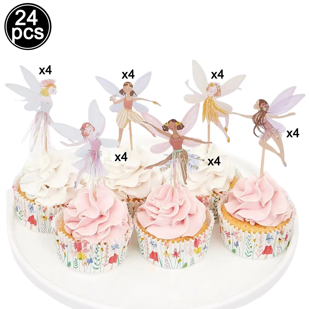 Pink Butterfly & Flower Fairy Disposable Party Tableware Set - Plates, Cups, and Napkins