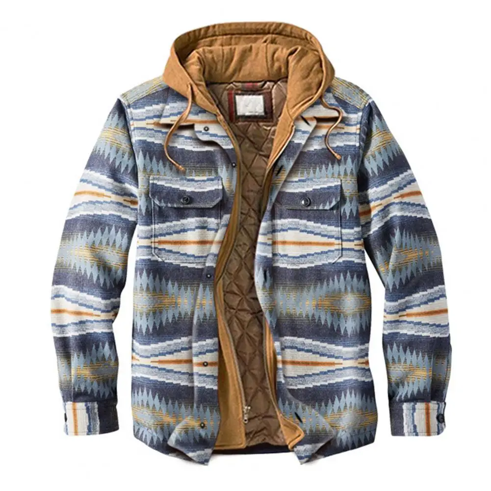 casaco masculino ThickenCasual Hooded Warm Jacket for Daily Men Coat Plaid Fake Two-pieceWear jaquetaWinter masculina inverno