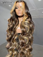 30 40 Inch 4/27 Highlight Body Wave 13x4 Human Hair Lace Frontal Wigs 250 Density Colored Ombre 13x6 HD Lace Front Wig For Women 1