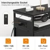 Nightstand with Charging Station, Bedside Table with 4 Drawers and 2-Tier Shelf, Modern End Table with Wooden Top for Bedroom, 5