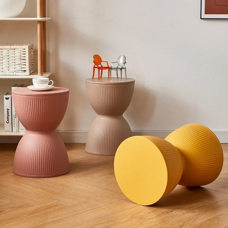 

Portable Round Stool Chair Living Room Furniture Plastic Chairs Dressing Rooms Ottoman Poof Removable Decorative Modern