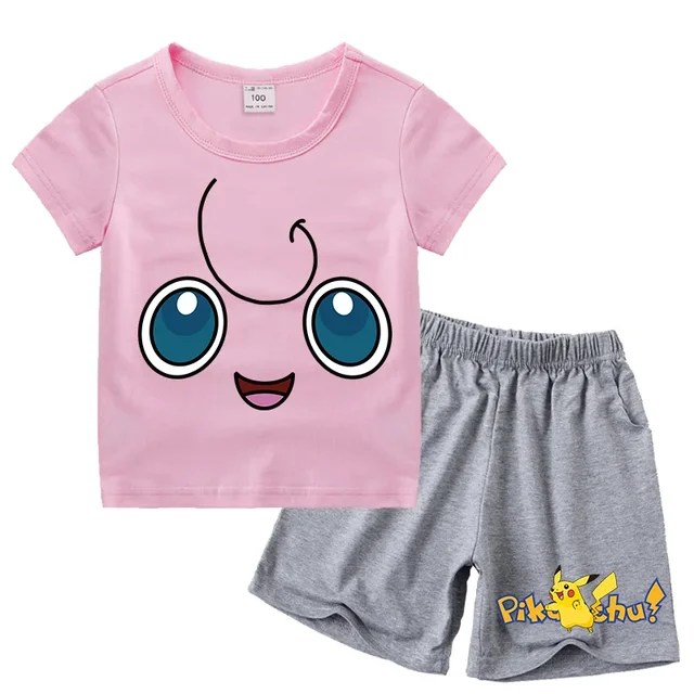 Pokemon magliette unisex con pantaloncino tinta unita ragazzi 3