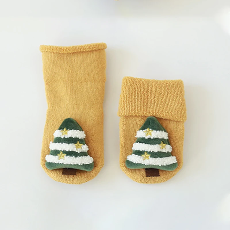 Winter Terry Thicken Anti-slip Baby Long Floor Slipper Sock 2022 Children Merry Christmas Cute Cartoon Doll Stocking for Newborn