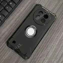 Shockproof Silicone TPU Phone Case with Back Ring Holder Bracket - 6.52 for Oukitel WP28 (Ring Case Black)