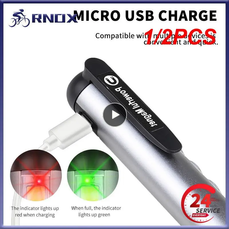 

1/2 шт., светодиодный мини-фонарик с USB-зарядкой
