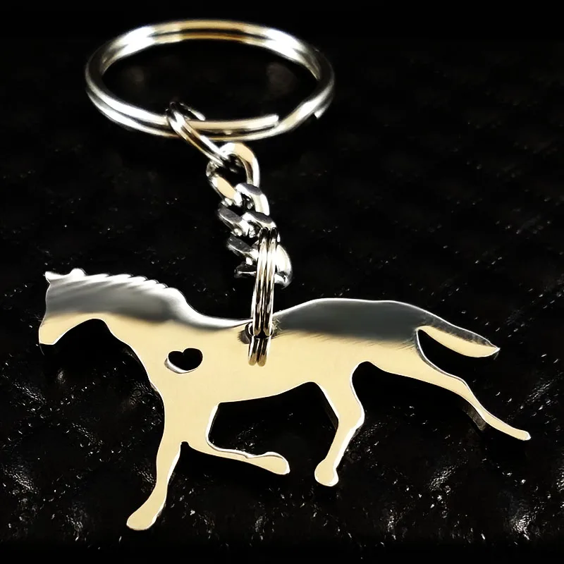 2021 Mode Edelstahl Schlüssel bund für Männer Silber Farbe Pferd Schlüssel halter Schmuck Geschenke Chaveiro Masculino K1156