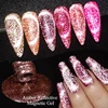MEET ACROSS 6Pcs/Set Amber Reflective Cat Magnetic Gel Nail Polish Autumn Glitter Brown Coffee Series Nail Art UV Gel For Nails 3