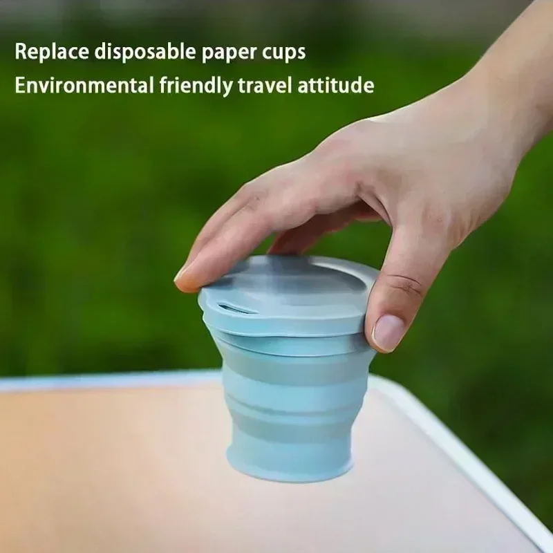 Folding Cup 1-10PCS 180ML Silicone Collapsible Water Cup Outdoor Camping Travel Portable Foldable Lid Coffee Cup Sports Hiking Accessories