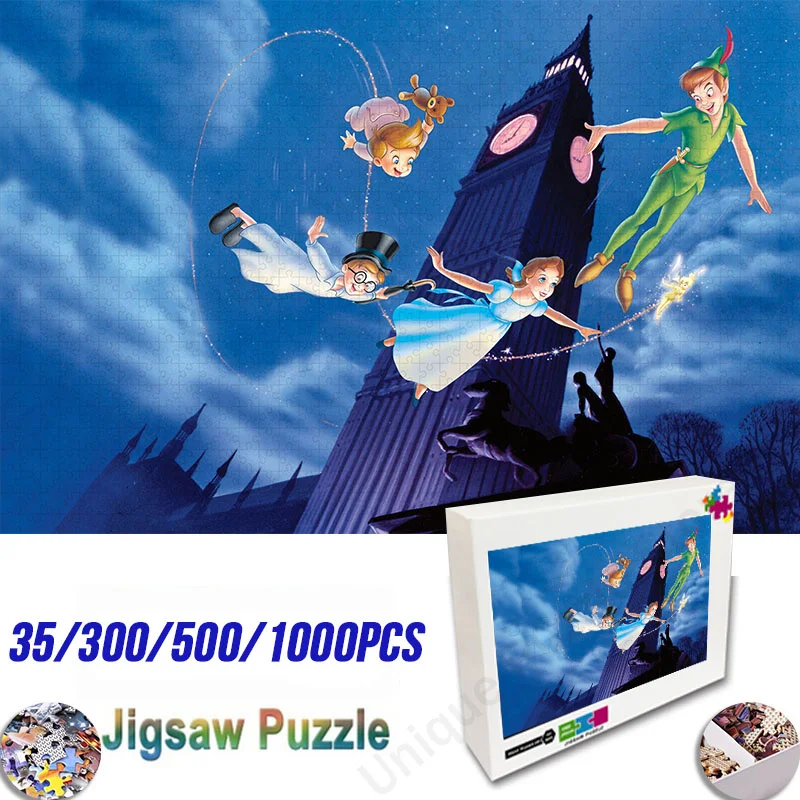 Peter Pan Diy Mini Wooden Puzzle Diney Anime Sonic Model Assembled Jigsaw Puzzle Educational Toys for Kids Birthday Gifts game for peace peripheral pp19 bizon submachine gun mini 7cm alloy keychain model accessories anime katana cosplay kids toys