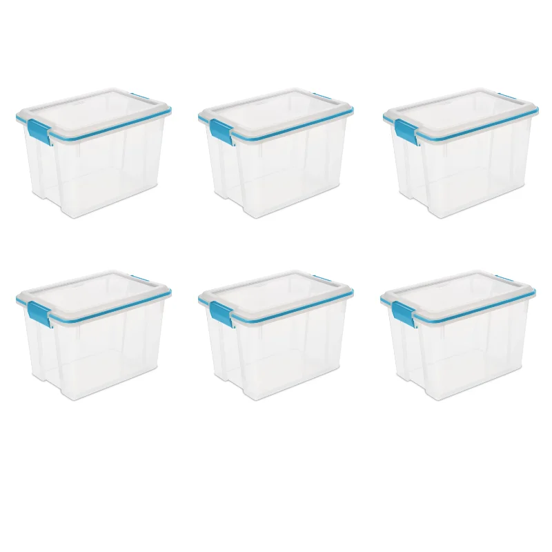 

Sterilite 20 Qt. Gasket Box Plastic, Blue Aquarium, Set of 6 basket storage storage baskets Storage box