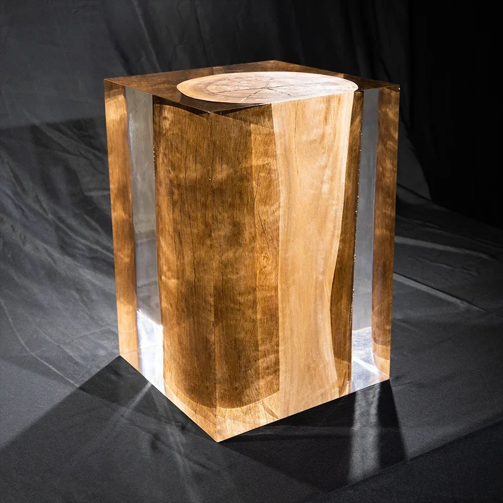 Modern acrylic epoxy luxury Minimalist Living Room Bedroom Removable Sofa Side Table wood Bedside Corner Table