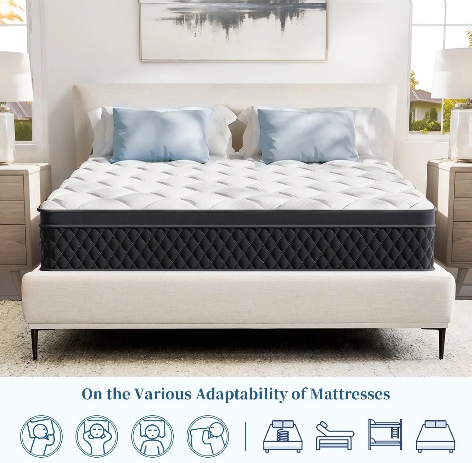 Queen Size Mattress, 12 Inch Memory Foam Hybrid Mattress, Pressure-Relieving Bed in a Box, Individual Pocket Spring 5