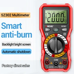 SZ301 SZ302 Digital Multimeter Professional Multimetro Auto Voltmeter AC DC 220V Resistance Voltage Capacitor Diode NCV Tester