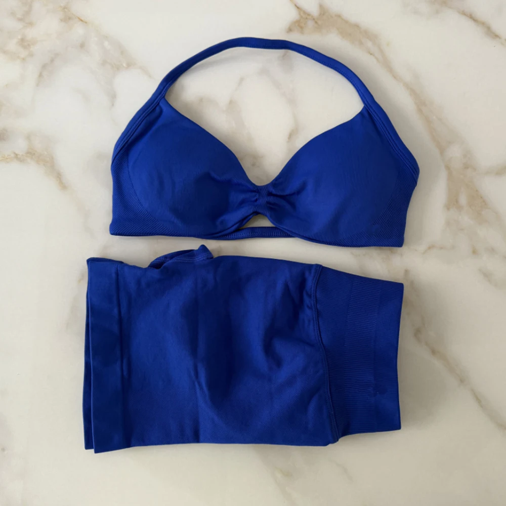 Sports Bra Set Gym Workout Set Yoga Set Fitness Set Sports Set Sportswear Set Women Strappy High Waist 2 Piece