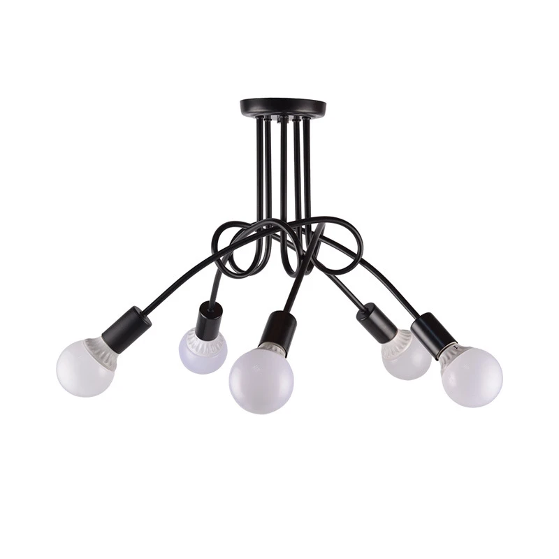 Loft Black Northern Europe Kitchen Modern Chandelier Led E27 Iron Decoration Lamp Fixtures for Living Room Home Bedroom Cafe