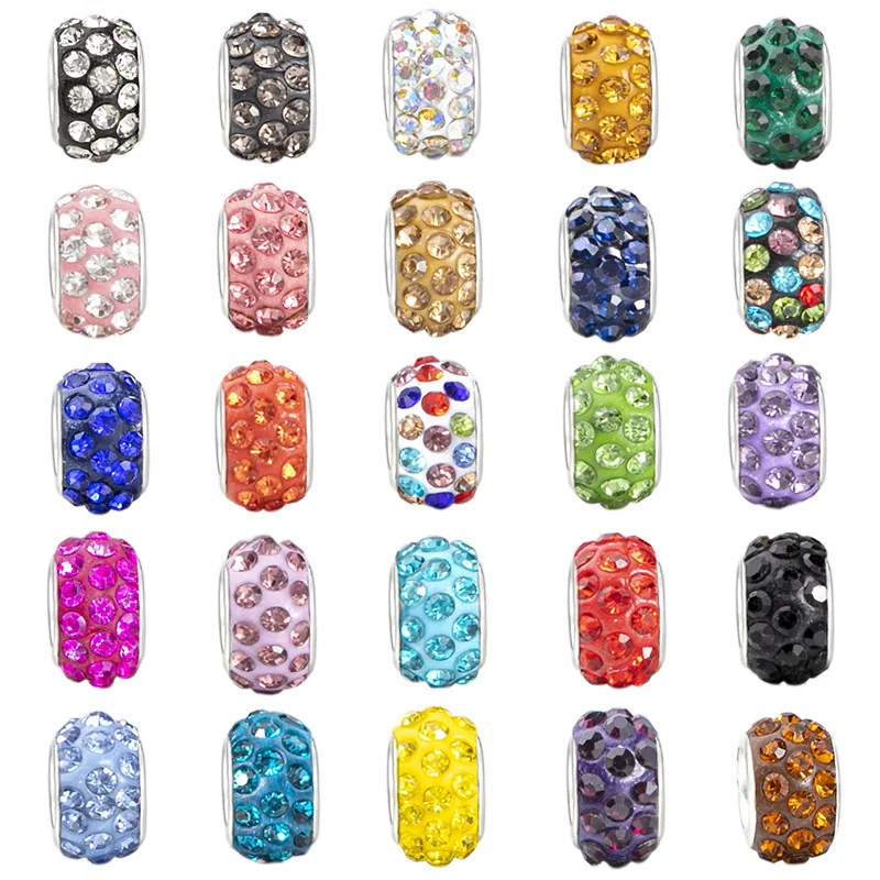 Crystal Beads 20PCS Big Hole Round Rhinestone Glass Beads for DIY Jewelry