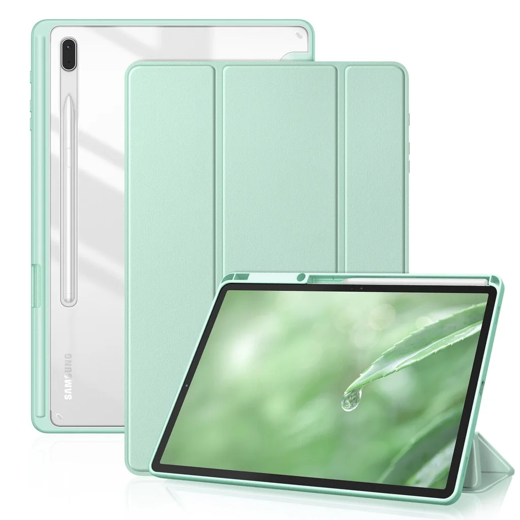 

For Samsung Galaxy Tab S9 Plus 12.4" Case Pencil Holder SM-X810 SM-X816B SM-X818U Smart Wake/Sleep Cover with Acrylic Back Cover