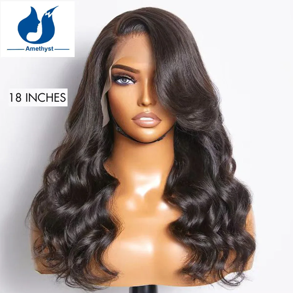 

Loose Body Wave Layered Cut Side Bangs 13x6 Lace Front Wigs For Women Brazilian Remy Human Hair Glueless Natural Wavy For Women