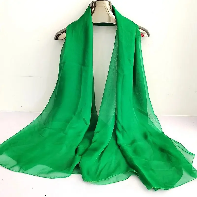 Elegant Red Silk Chiffon Scarf - Women's Fashionable Spring Autumn Shawl