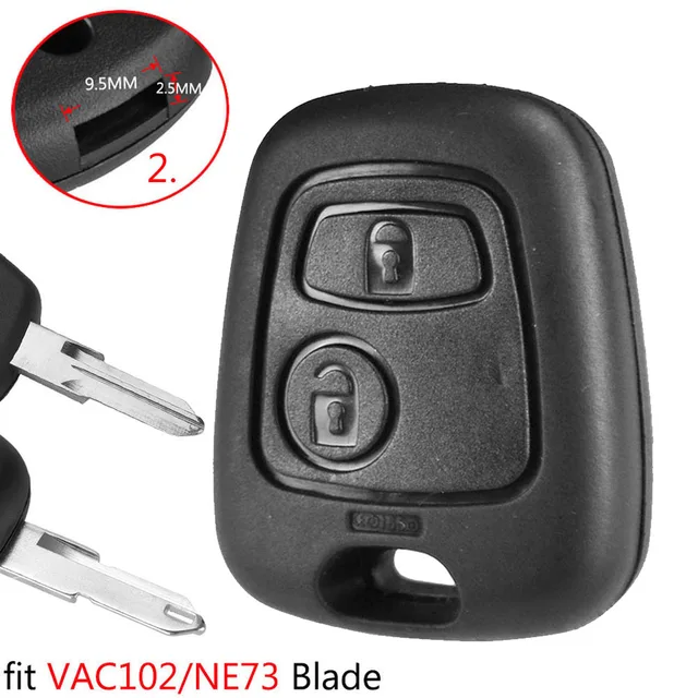 2 Tasten Schlüsselgehäuse Für Peugeot Citroën - Ersatz Fernbedienung Hülle