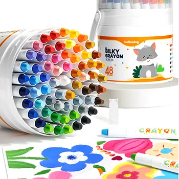 Set di 12/24 Pastelli Setosi e Lisci, Pastelli Lavabili a Rotazione, Materiali Artistici da Viaggio, Forniture per Scuola e Casa