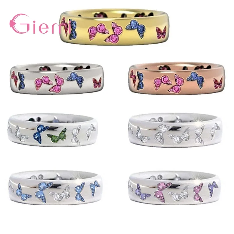 Silver Rings Women Girls 925 Sterling Silver Butterfly Finger Rings For Birthday Party Jewelry Gifts