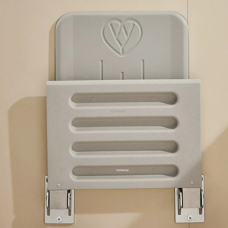 Home Non-slip Elderly Bathing Special Back Bathroom Chair Folding Wall-mounted Bathroom Seats Shower Chair Changing Shoe Stool 4