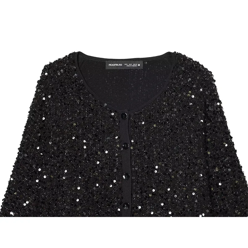 Spring Autumn Jacket New Fashion Sequin Elegant Coat Long Sleeve Jackets For Women Streetwear Chic Casual Outerwear ﻿